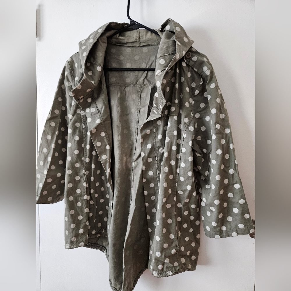 Woman's Unbranded Very Lightweight Jacket Khaki Green Polkadot Size L Italian